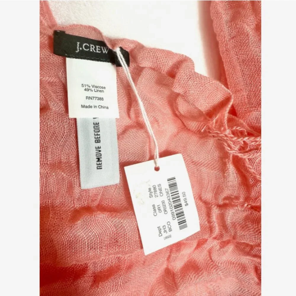Vintage Y2K J.Crew Pink‎ Ombre Fringe Scarf NWT Crinkle Wrap Shawl